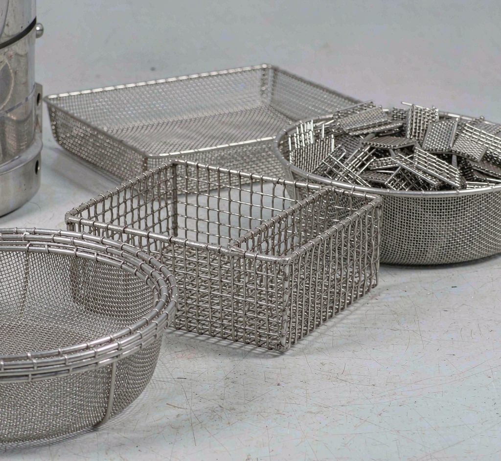 Stainless steel mesh baskets, trays and welded mesh screens